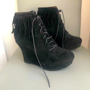 Rouge Helium Faux Fur Ankle Boots Black Size 10